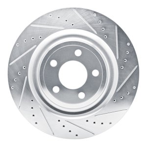 Ford Explorer Brake Rotor (1) - Rear Right - R1 Concepts - Drilled & Slotted - Silver - `20-`25